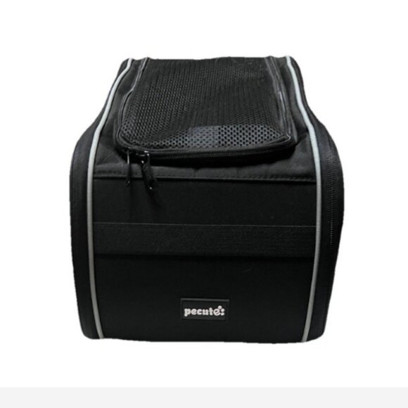 Pecute Small Pet Carrier Bag Soft-Sided Travel Tote 16"x9"x10" Black Portable - Picture 3 of 5